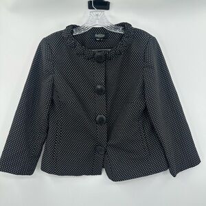 Peck & Peck Women's Black/Cream Polka Dot Blazer Jacket Size 6